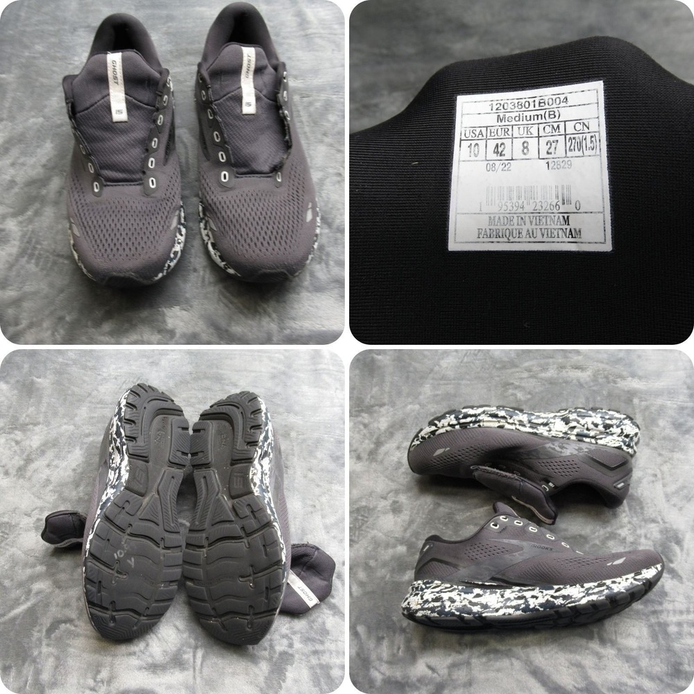Brooks Running Shoes Womens 10B Black White Ghost 15 Cushioned Sneakers READ